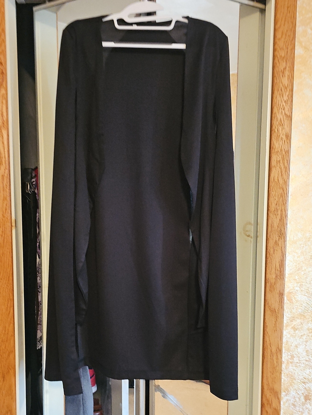 Black Open-Front Long Sleeve Cardigan